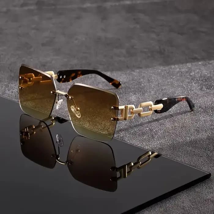 Lunettes de soleil de luxe surdimensionnées sans monture pour femme