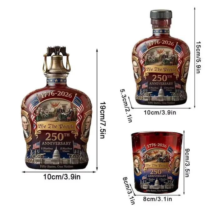 Ornement du 250e anniversaire des États-Unis, Bouteille de whisky commémorative du 250e anniversaire, Décoration patriotique pour fête et réception, Réservoir personnel