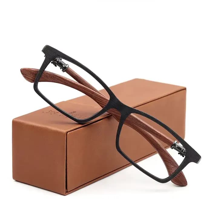 Montures de lunettes en bois véritable vintage pour hommes