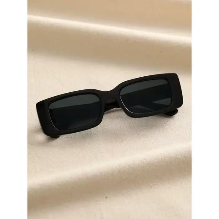 1 paire de lunettes de soleil carrées en plastique noir unisexe
