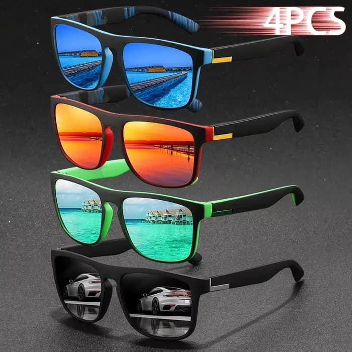 4 paires de lunettes de soleil sport vintage classiques à rayures