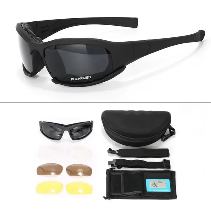 Nouvelles lunettes tactiques à 4 lentilles-lunettes de sécurité polarisées coupe-vent et anti-poussière pour les Sports
