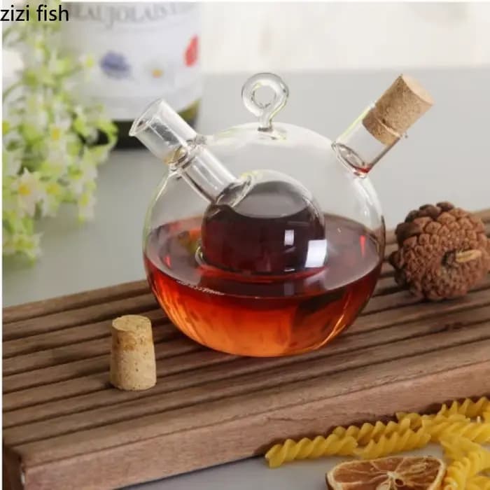 Pot à huile en verre Double couche 2 en 1, fournitures de cuisine, Pot à vinaigre, bouteille de Sauce soja, bouteille d'épices, bouteilles de stockage, bouteilles d'assaisonnement