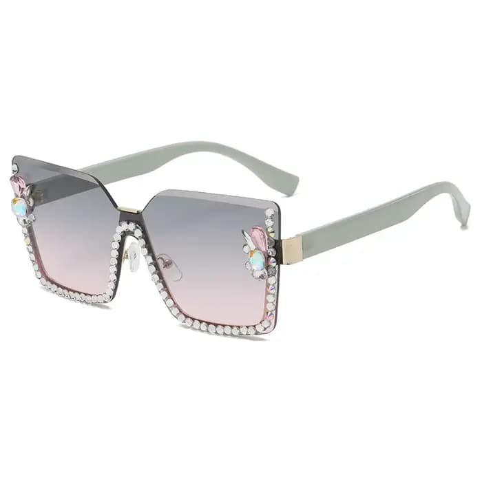 Grandes lunettes de soleil en diamant de forme carrée pour femmes