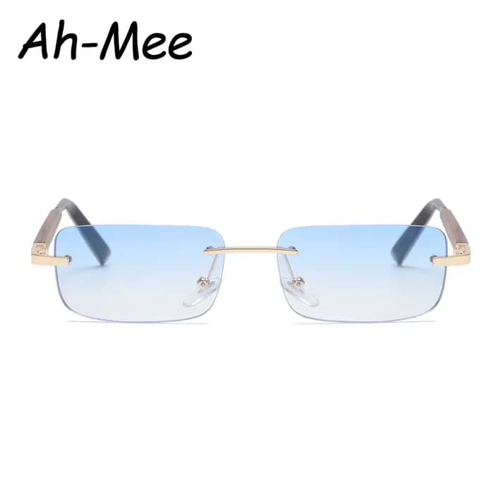 Lunettes de soleil rectangulaires en bois sans monture pour hommes et femmes, lunettes de conduite vintage, nuances carrées dégradées sans cadre, UV400, 2024