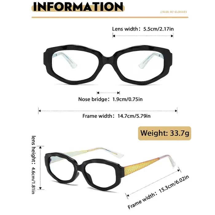 Jambes de lunettes à motif de serpent coloré à monture carrée transparente
