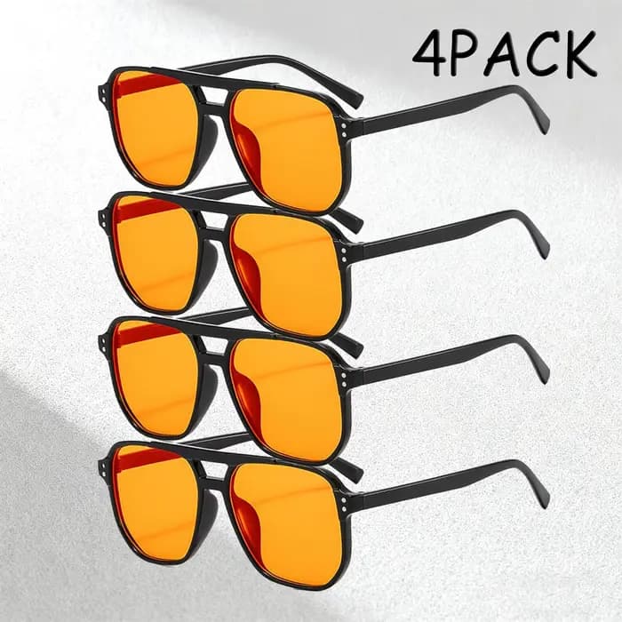 Lot de 4 lunettes de soleil orange tendance pour hommes