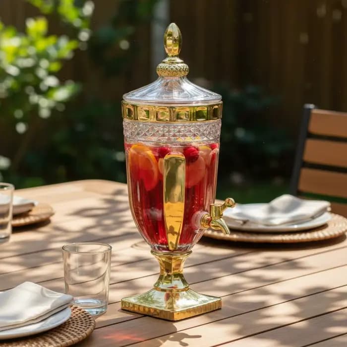 Distributeur de boissons en verre avec robinet, structure transparente, grande capacité, design vintage, pot à boissons facile à utiliser