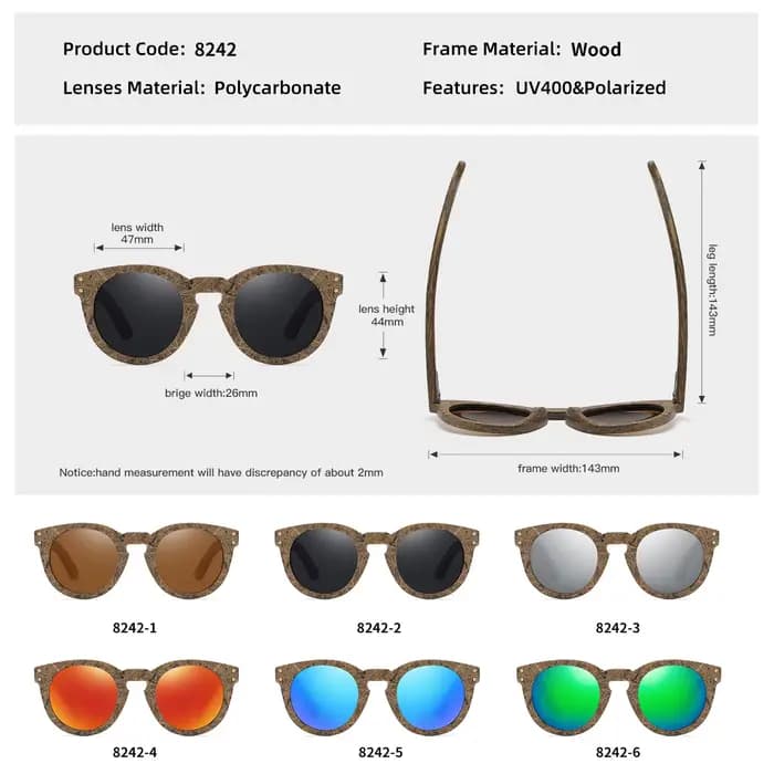 Lunettes de soleil polarisées écologiques en fibre de coco