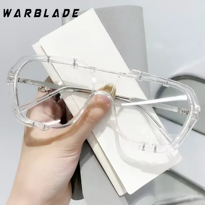 Lunettes de soleil carrées surdimensionnées en métal pour homme et femme