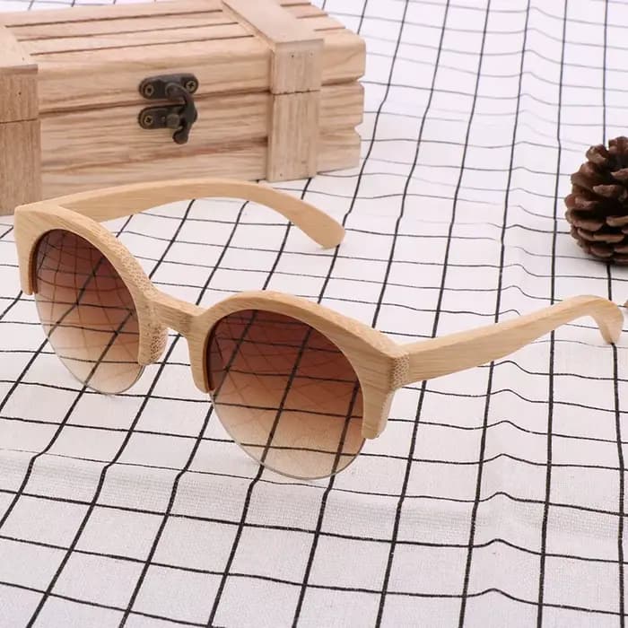 Lunettes de soleil rondes en bois de bambou pour femmes et hommes