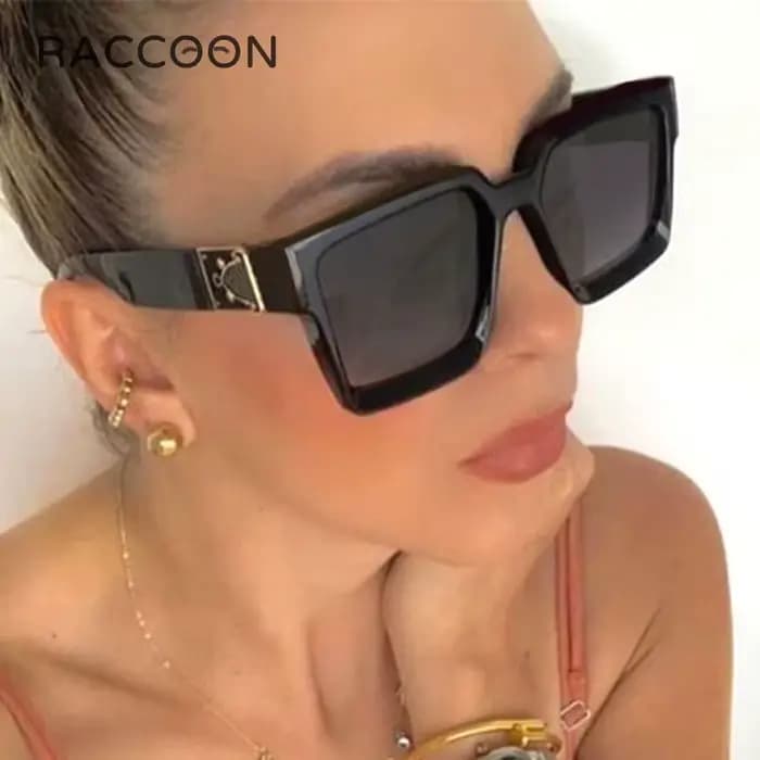 Millionaire marque de luxe concepteur carré en plastique lunettes de soleil femmes Steampunk surdimensionné