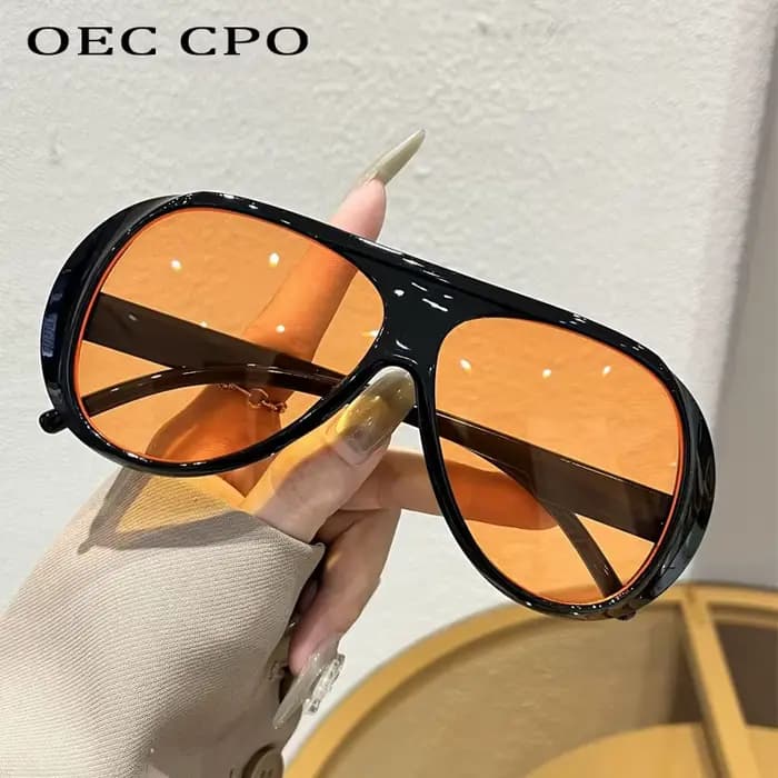 OEC CPO mode Double ponts pilote lunettes de soleil femmes grand cadre nuances UV400 rétro