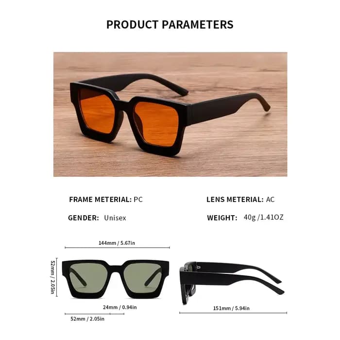 Lunettes de soleil carrées rétro pour hommes et femmes