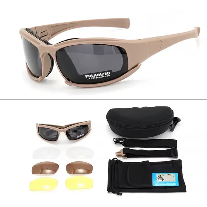 Nouvelles lunettes tactiques à 4 lentilles-lunettes de sécurité polarisées coupe-vent et anti-poussière pour les Sports