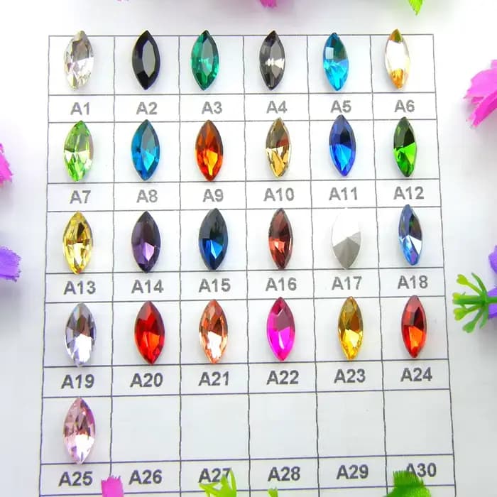 Cristaux de verre 8 tailles et couleurs, formes navette, œil de cheval, marquise, strass à coller pour artisanat, nail art, coques de téléphone, DIY