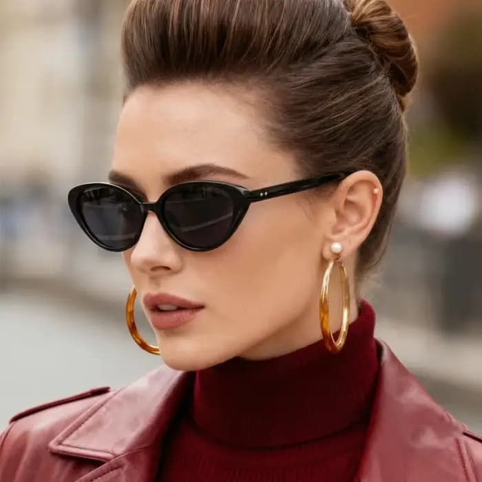Lunettes de soleil œil de chat marron tendance pour femme