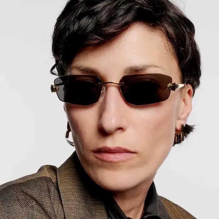 Lunettes de soleil sans monture tête de léopard pour femmes et hommes