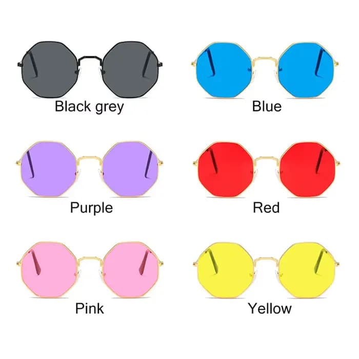 Lunettes de soleil rétro octogonales pour hommes et femmes