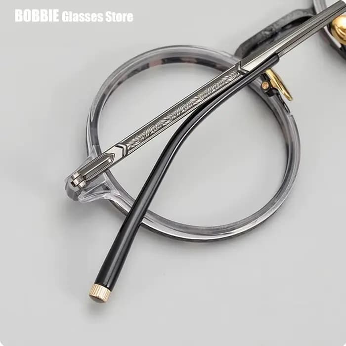 Monture de lunettes en titane et acétate fabriquée à la main au Japon, montures de lunettes rondes vintage, lunettes de vue pour hommes et femmes, mode 2024, design créatif