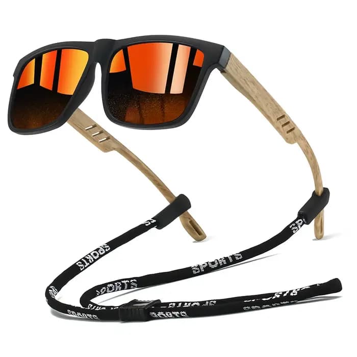Lunettes de soleil carrées classiques avec chaîne
