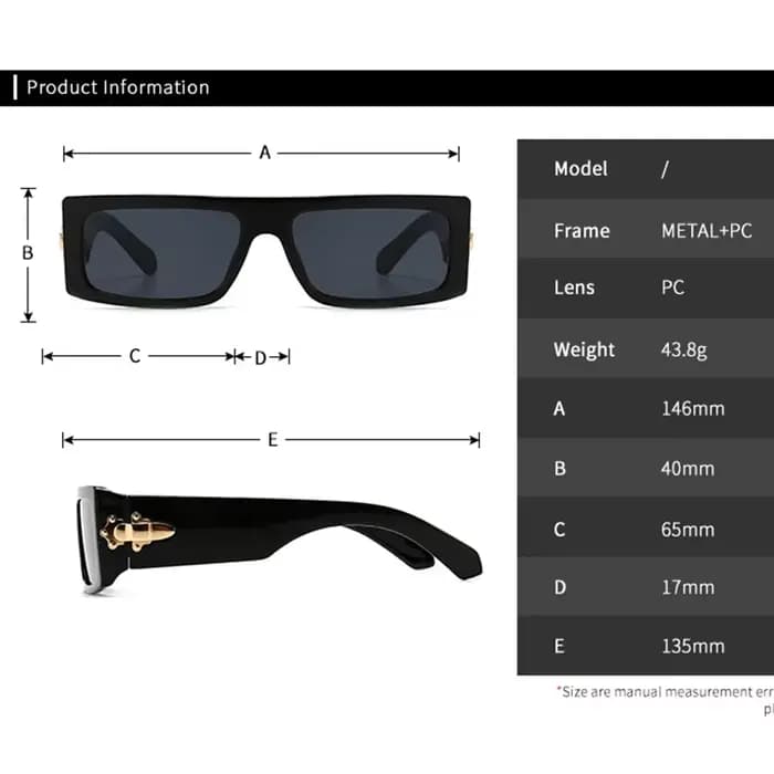 Lunettes de soleil carrées vintage pour femmes et hommes