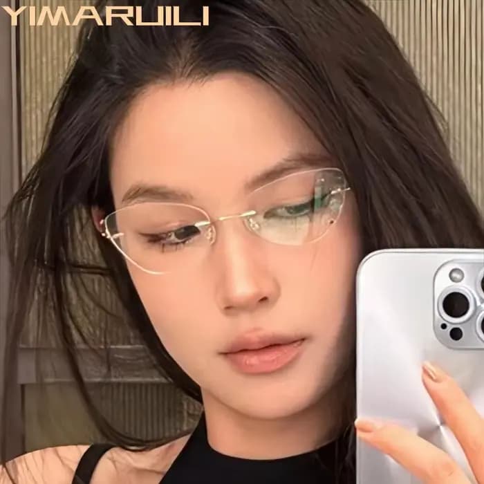 YIMARUILI Ultra-léger mode femmes oeil de chat lunettes sans monture rétro tendance haut de gamme optique Prescription