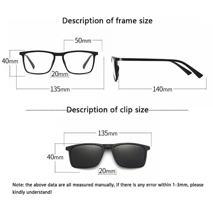Lunettes de soleil polarisées hommes femmes 2 en 1 pince magnétique