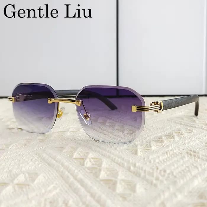 Lunettes de soleil vintage carrées sans monture pour hommes 2026 – Marque de luxe tendance