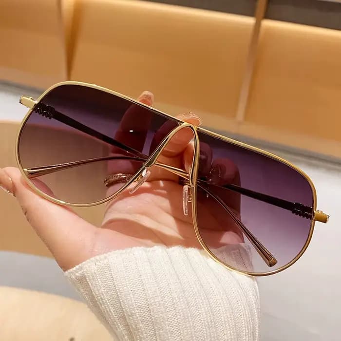 Nouvelle marque de mode lunettes de soleil carrées surdimensionnées pour femmes vintage alliage dégradé