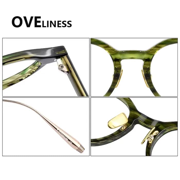 Acétate titane lunettes cadre hommes femmes marque Design Vintage rétro rond lunettes montures lunettes lunettes japonaises