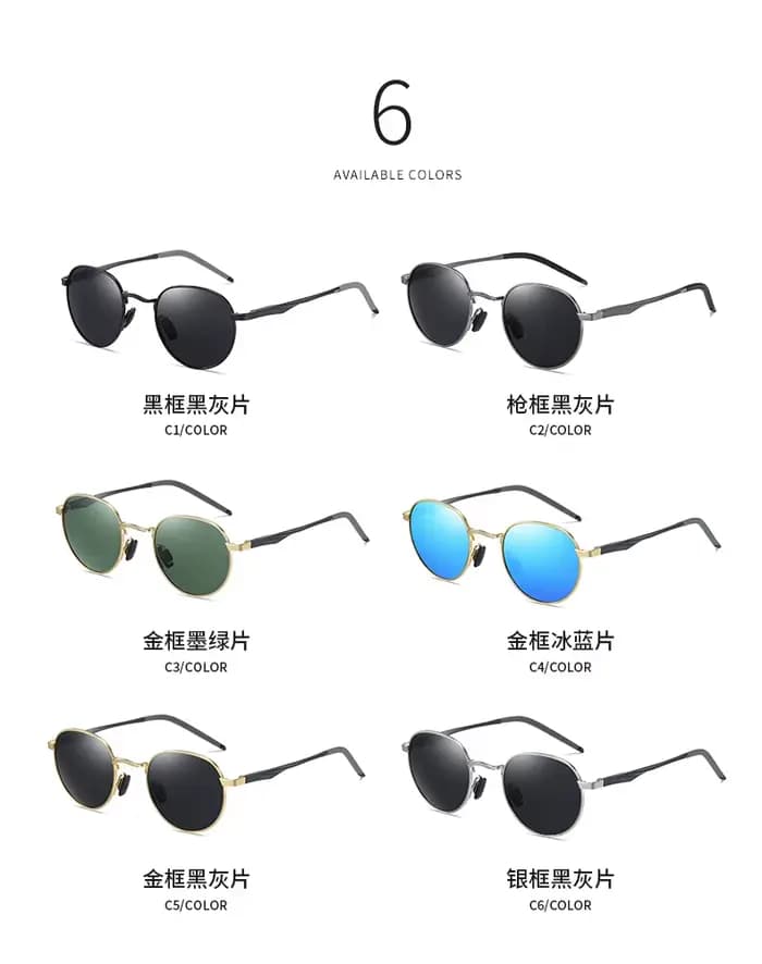 Prince lunettes de soleil polarisées reconstituant des anciennes manières rondes hommes femmes couleur miroir réfléchissant aluminium magnésium randonnée cyclisme