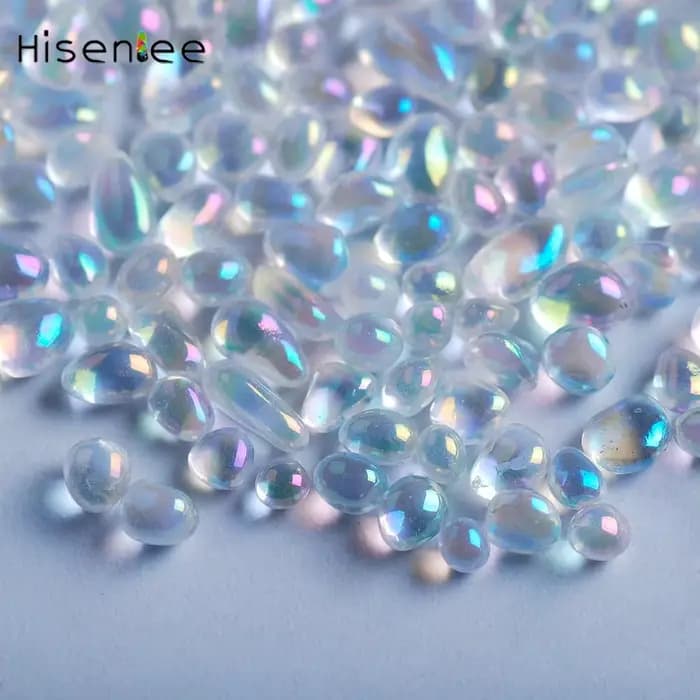 Pierre de verre ronde irrégulière pour Nail Art, décoration de bricolage, remplissage de moule Xy, flash multicolore, 20 grammes, 2-4mm