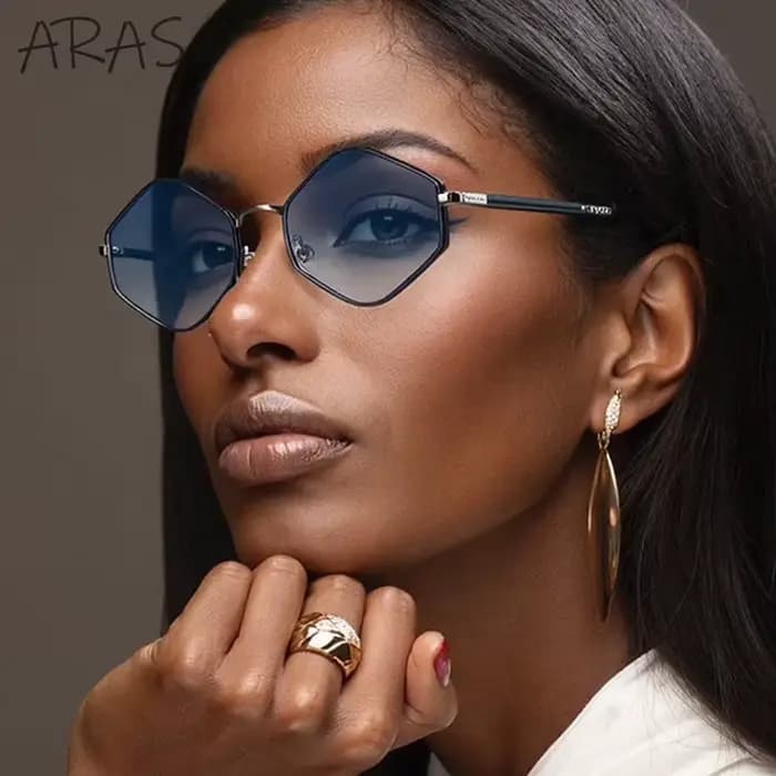 Lunettes de soleil punk hexagonales irrégulières pour femmes 2026 – Design de marque de luxe