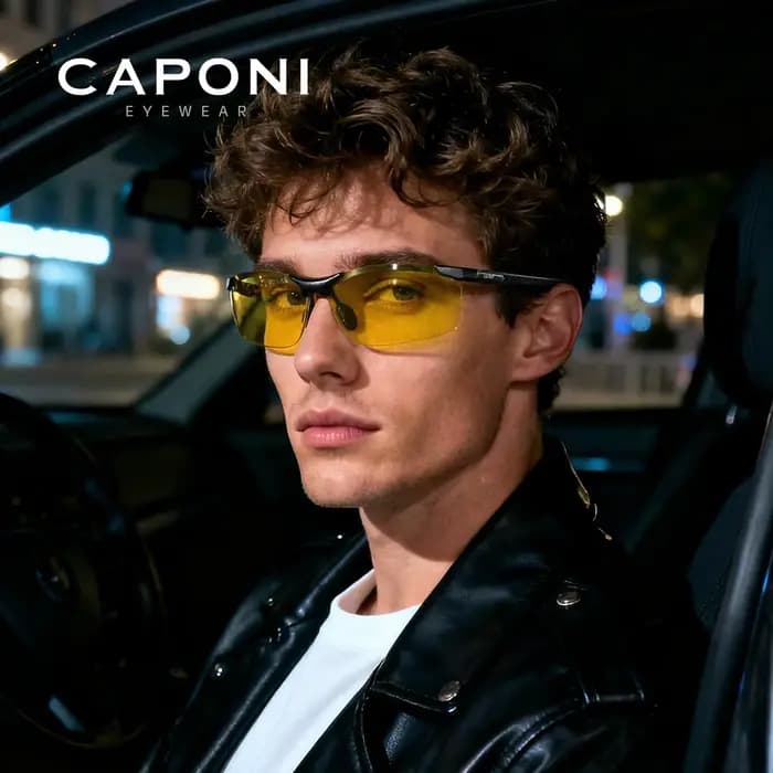 CAPONI Vision nocturne hommes lunettes de soleil carbone Firber conduite sport photochromique UV400 HD