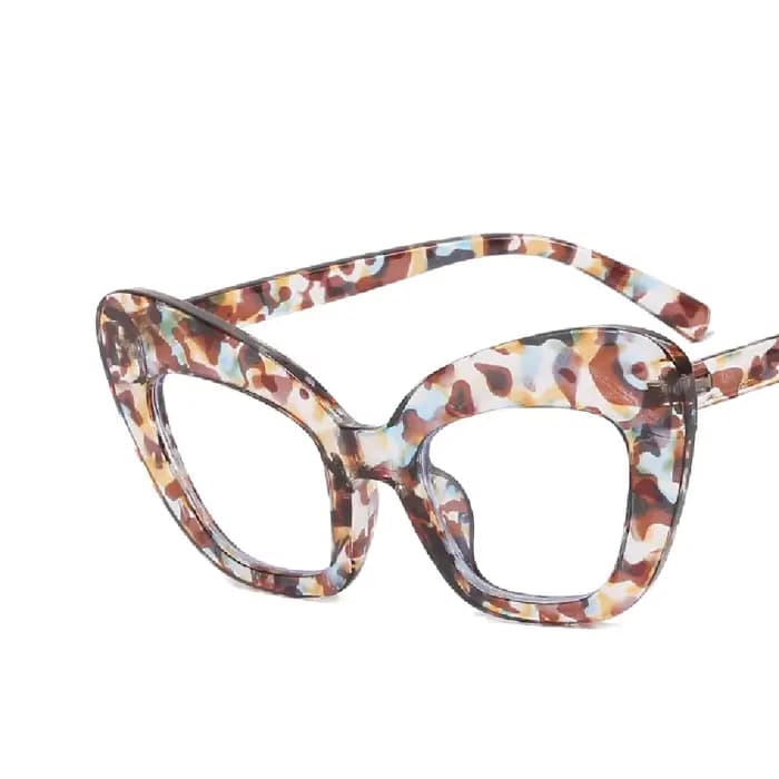 Oeil de chat Anti lumière bleue monture de lunettes femmes surdimensionné Vintage clair lentille léopard
