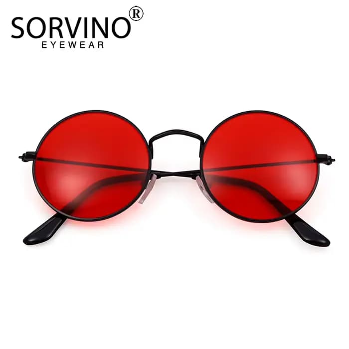 SORVINO Steampunk lunettes de soleil rondes marque de luxe concepteur hommes femmes lentilles rouges rétro Vintage