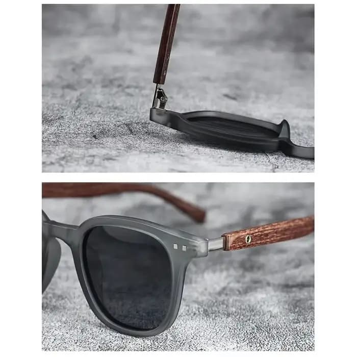 Lunettes de soleil rétro tendance en grain de bois – Protection UV polarisée pour hommes et femmes