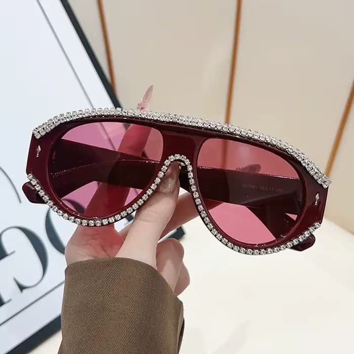 Lunettes de soleil pilote tendance 2026 pour femme avec strass de luxe – Idéales pour les fêtes et activités – Modèle attrayant pour dames