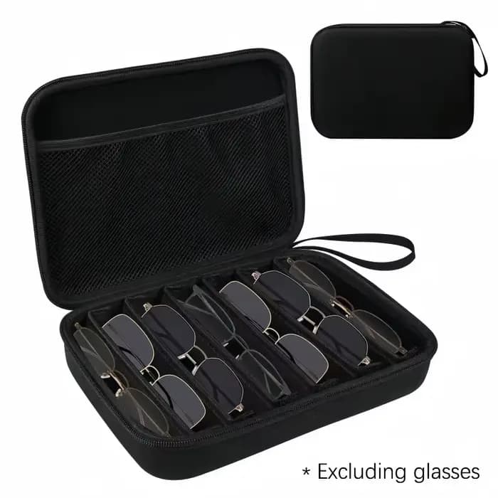 Boîte de rangement portable pour lunettes avec 6/7 compartiments réglables