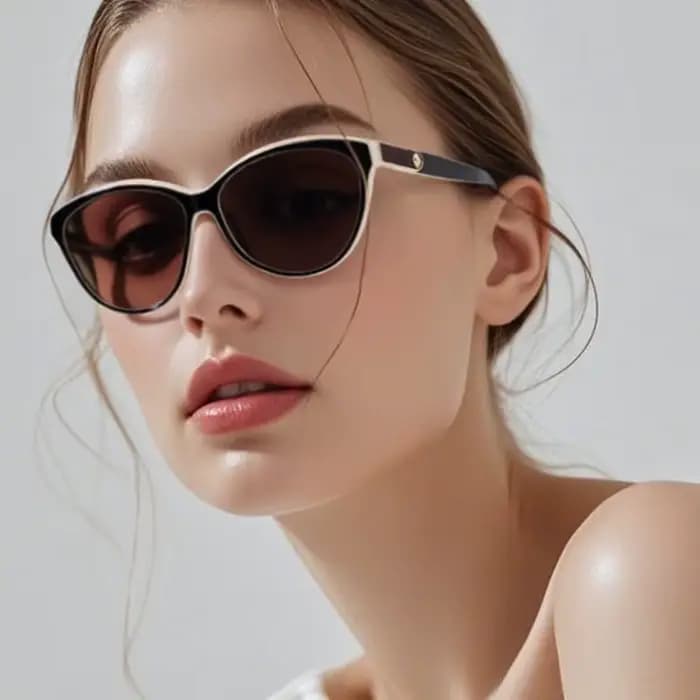 Nouvelles lunettes de soleil pour femmes à la mode visage rond personnalité incrusté cuir