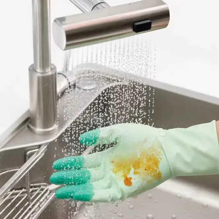 Gants de nettoyage de vaisselle en Silicone, fournitures de cuisine antidérapantes, pratiques et longs gants de vaisselle réutilisables et durables pour la maison