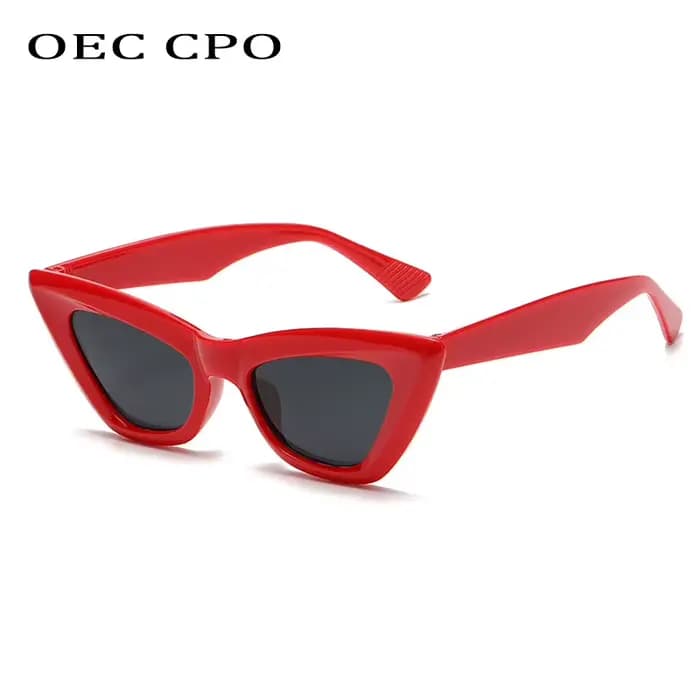 OEC CPO rétro œil De chat lunettes De soleil femmes mode coloré vert