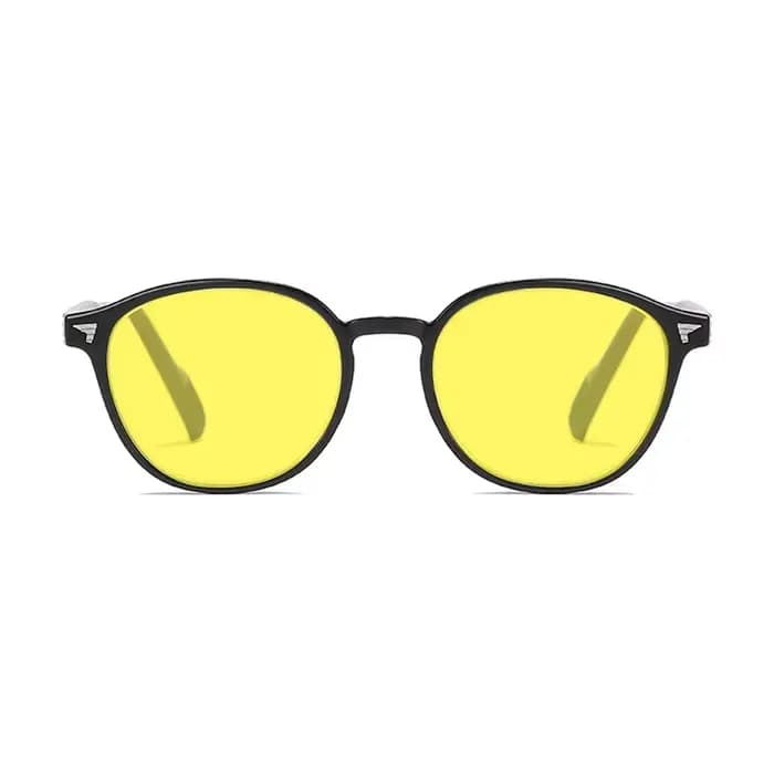 Lunettes de vision nocturne à monture ronde et verres jaunes pour hommes et femmes