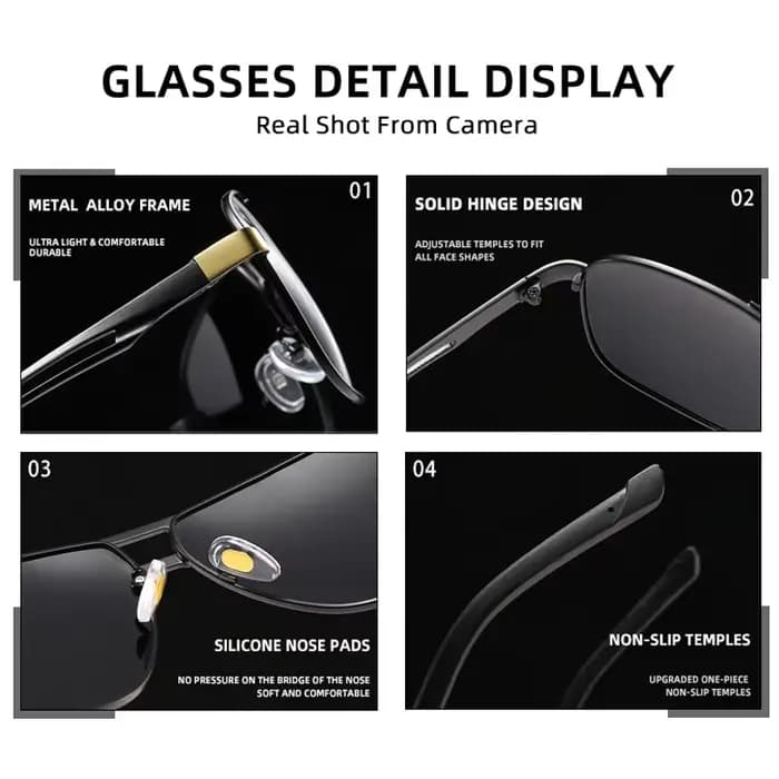 Lunettes De soleil photochromiques carrées pour hommes