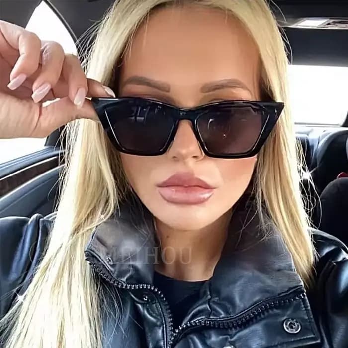 Lunettes de soleil œil de chat noir pour femmes
