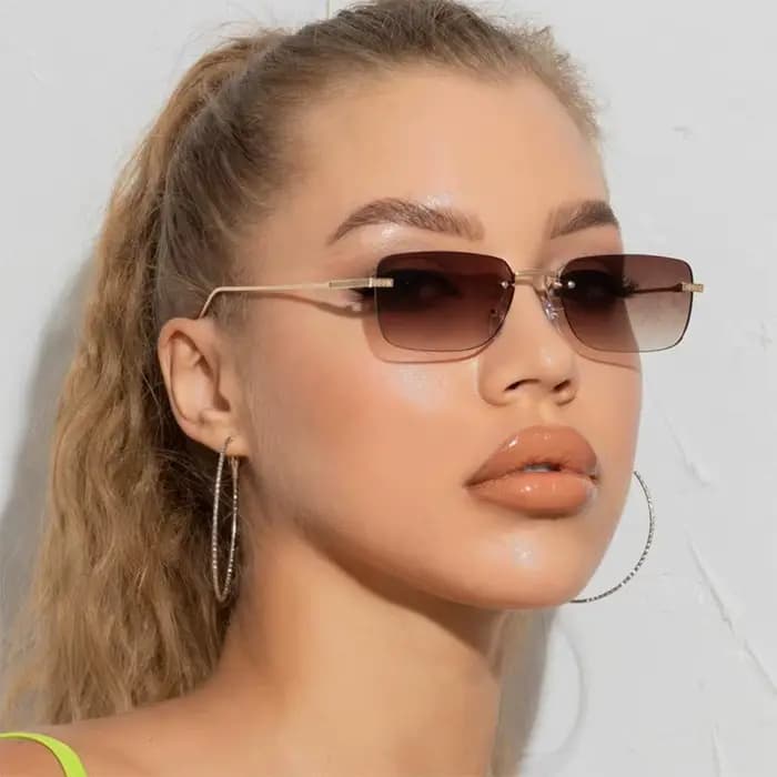 Lunettes de soleil carrées sans monture pour femmes