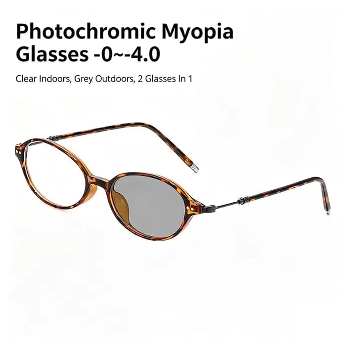 Lunettes de myopie photochromiques ovales anti-lumière bleue pour hommes et femmes