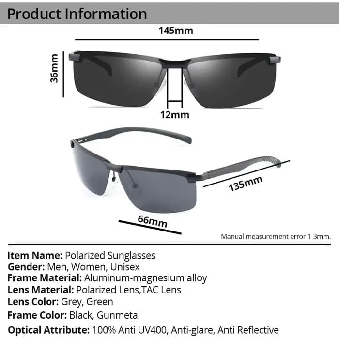 Vanlook – lunettes de soleil polarisées sans bords pour hommes et femmes
