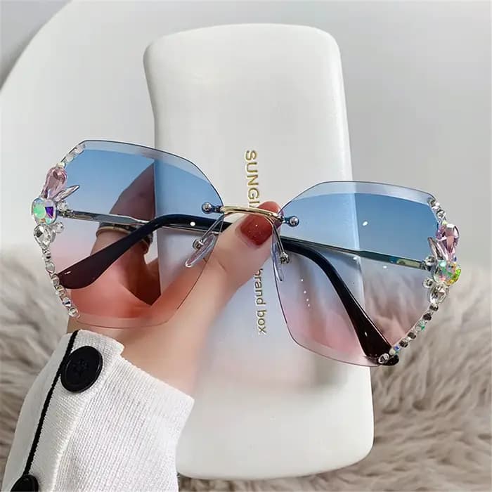 Nouvelles lunettes de soleil en métal sans bordure femmes